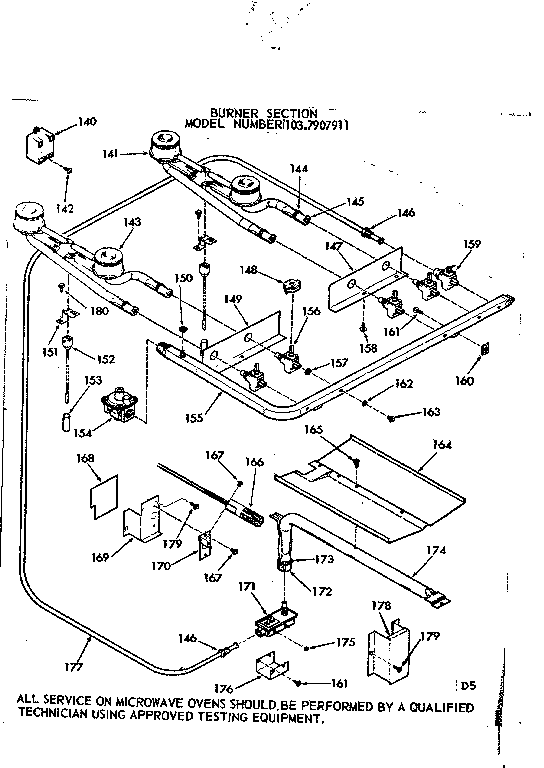 Kenmore 1037907911 burner section diagram