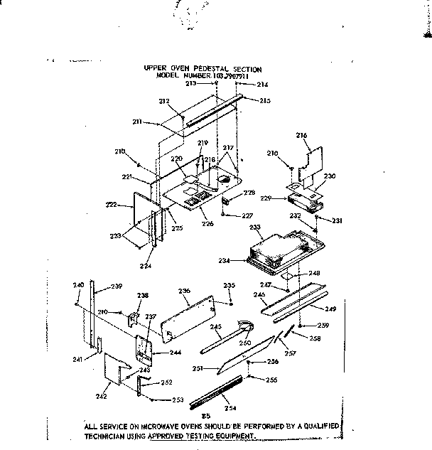 Kenmore 1037907911 upper oven pedestal section diagram