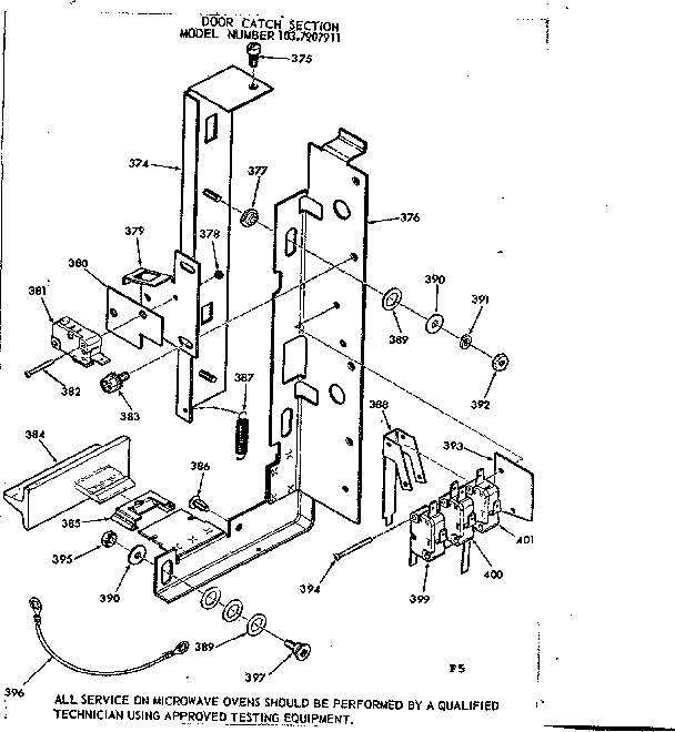 Kenmore 1037907911 door catch section diagram