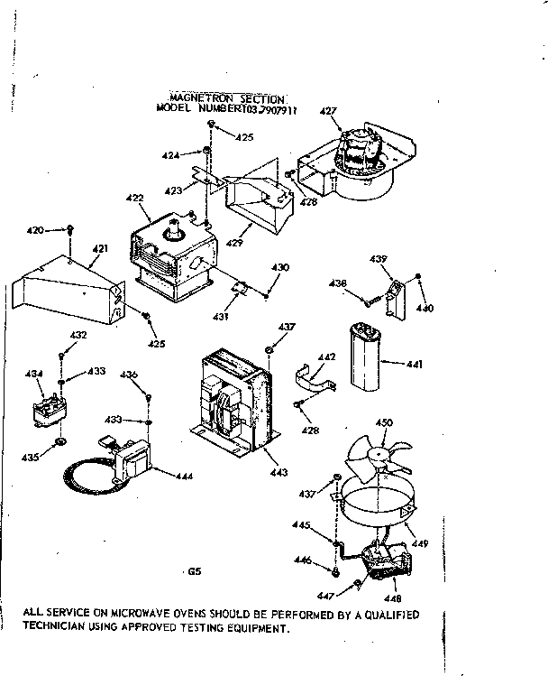 Kenmore 1037907911 magnetron section diagram