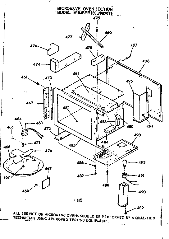 Kenmore 1037907911 microwave oven section diagram