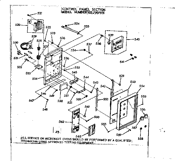 Kenmore 1037907911 control panel section diagram