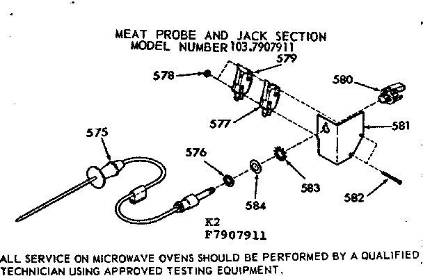 Kenmore 1037907911 meat probe and jack section diagram