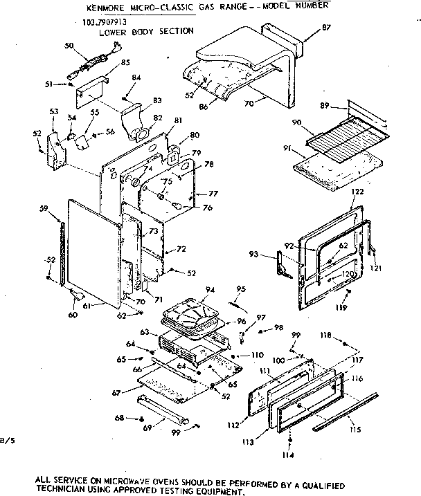 Kenmore 1037907913 lower body section diagram