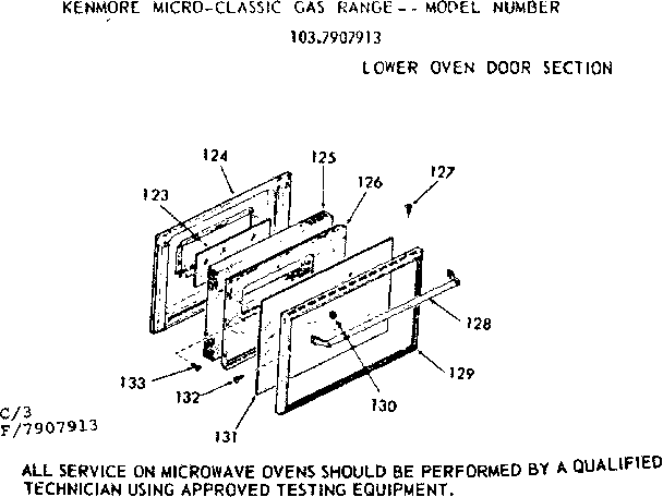 Kenmore 1037907913 lower oven door section diagram