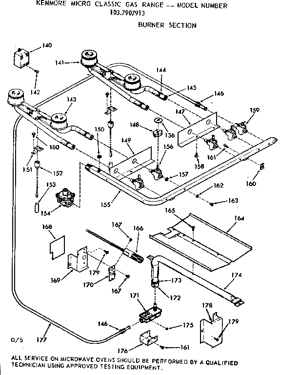 Kenmore 1037907913 burner section diagram