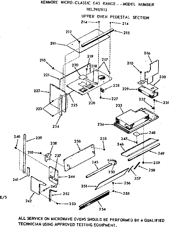 Kenmore 1037907913 upper oven pedestal section diagram