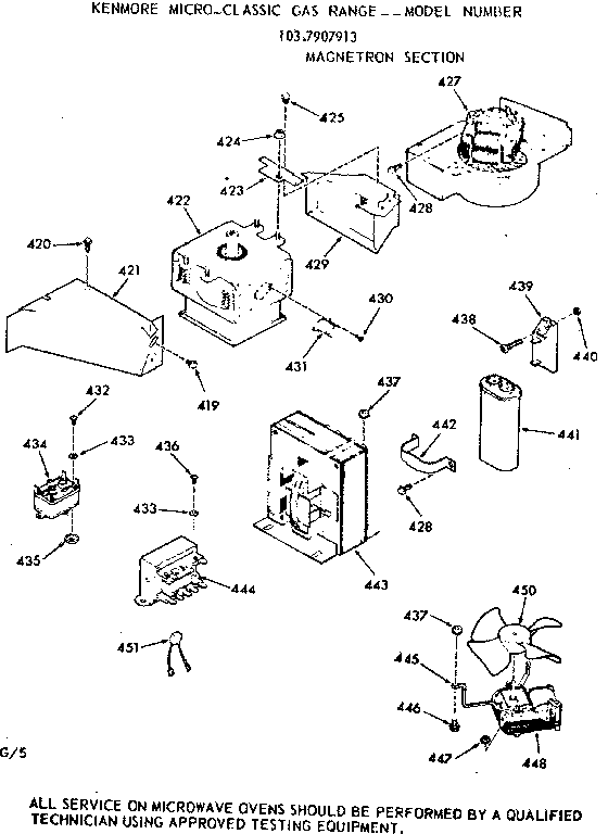 Kenmore 1037907913 magnetron section diagram