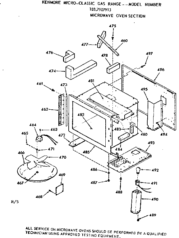 Kenmore 1037907913 microwave oven section diagram