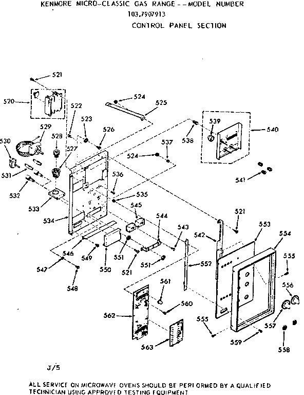 Kenmore 1037907913 control panel section diagram