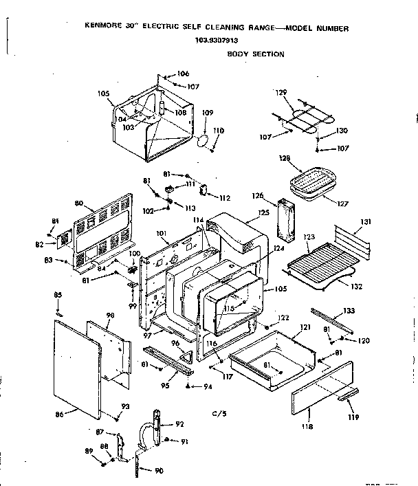 Kenmore 1039307913 body section diagram