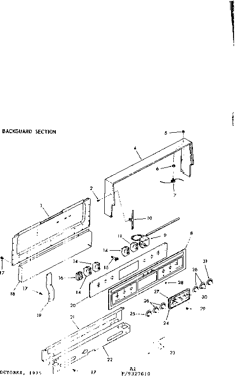 Kenmore 1039327660 backguard section diagram