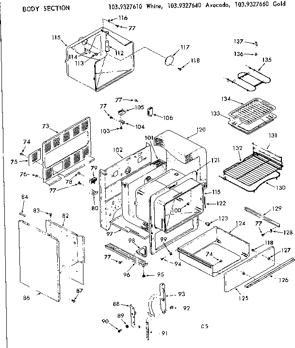 Kenmore 1039327660 body section diagram