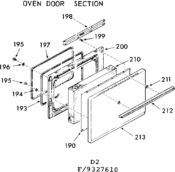 Kenmore 1039327660 oven door section diagram