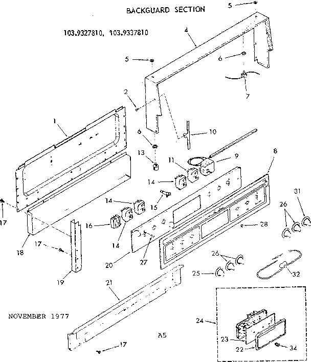 Kenmore 1039327810 backguard section diagram