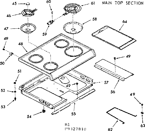 Kenmore 1039327810 main top section diagram