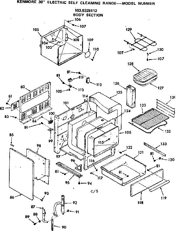 Kenmore 1039328112 body section diagram