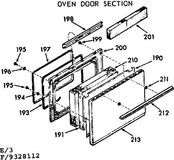 Kenmore 1039328112 oven door section diagram