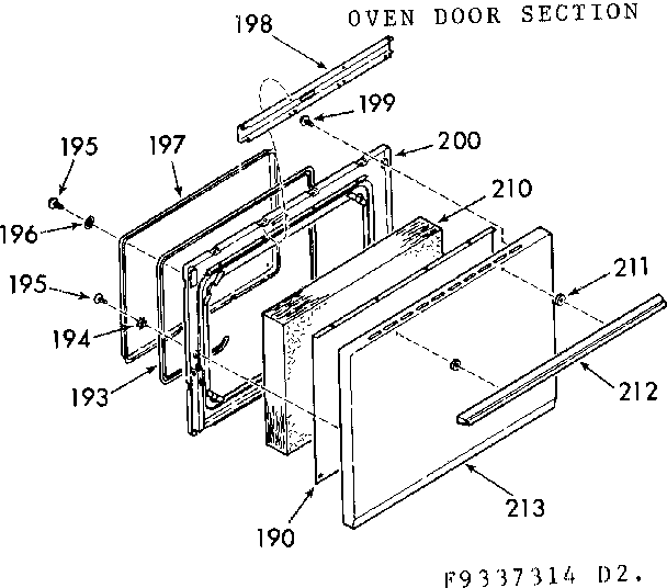 Kenmore 1039337314 oven door section diagram