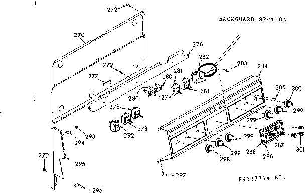 Kenmore 1039337314 backguard section diagram
