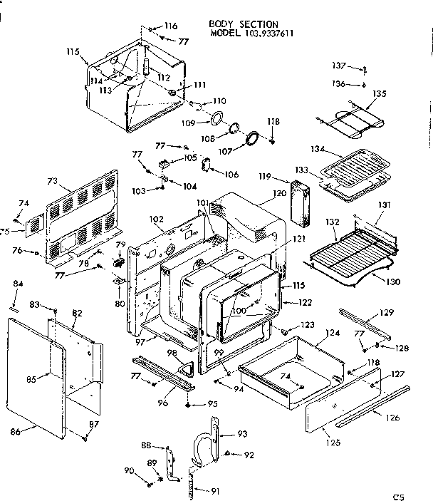 Kenmore 1039337611 body section diagram