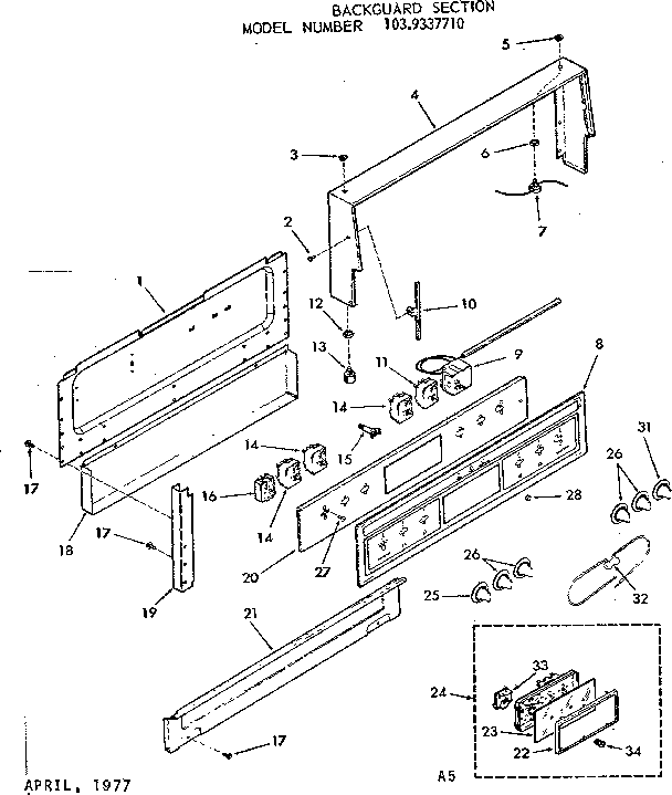 Kenmore 1039337710 backguard section diagram