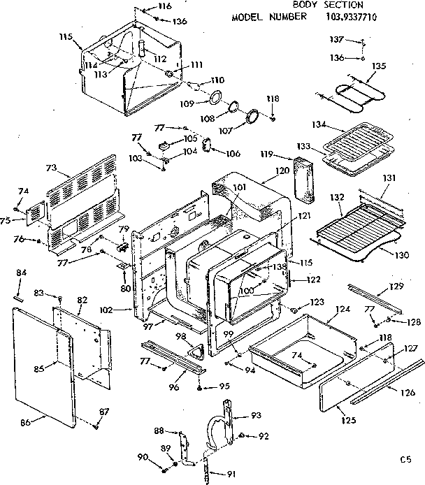 Kenmore 1039337710 body section diagram