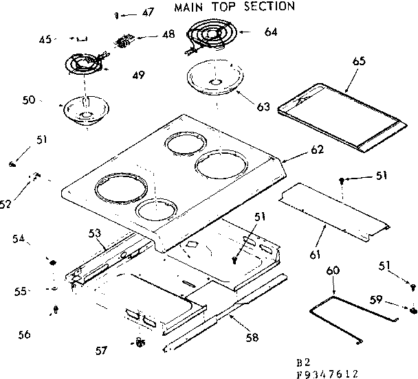 Kenmore 1039347612 main top section diagram