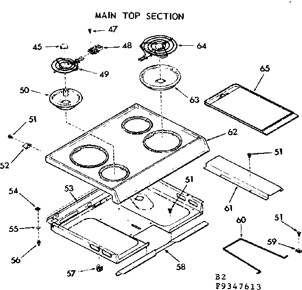 Kenmore 1039347613 main top section diagram
