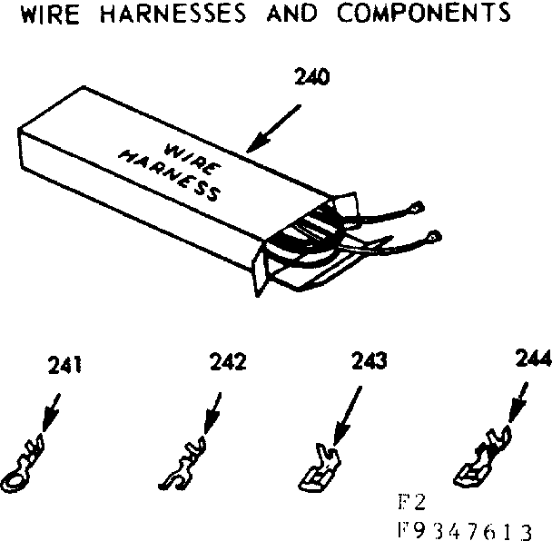 Kenmore 1039347613 wire harnesses and components diagram