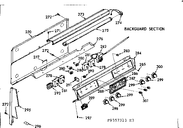 Kenmore 1039357363 backguard section diagram