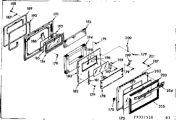 Kenmore 1039357540 oven door section diagram