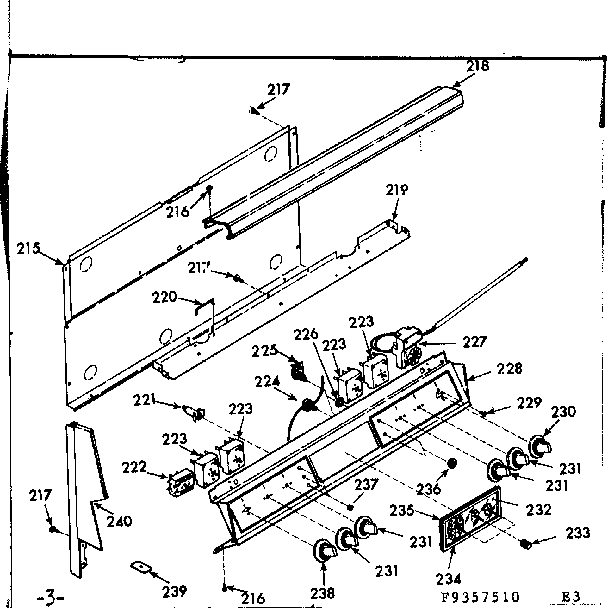 Kenmore 1039357540 backguard section diagram