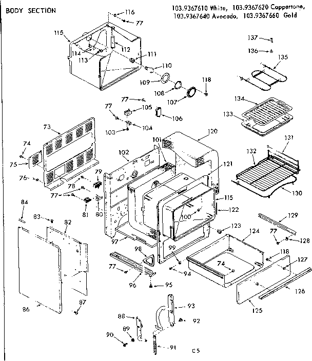 Kenmore 1039367610 body section diagram