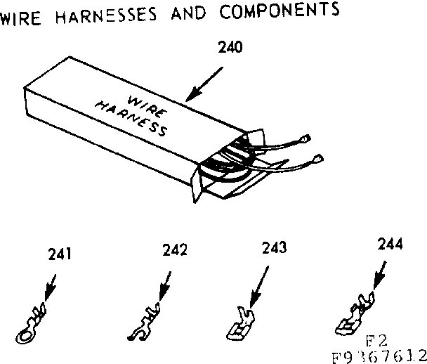 Kenmore 1039367612 wire harnesses and components diagram