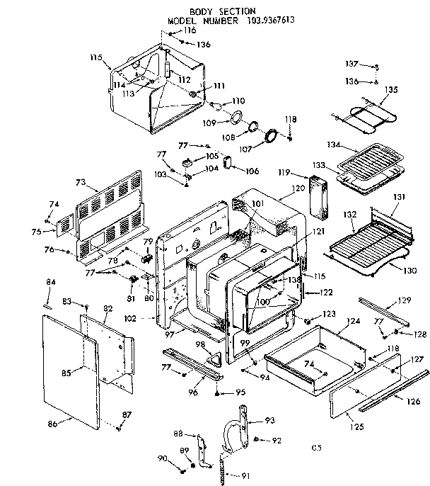 Kenmore 1039367613 body section diagram
