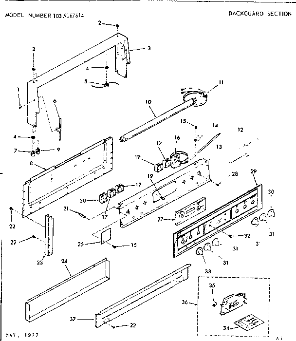 Kenmore 1039367614 backguard section diagram