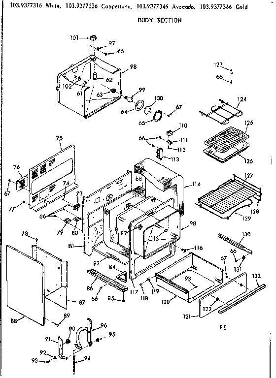 Kenmore 1039377326 body section diagram
