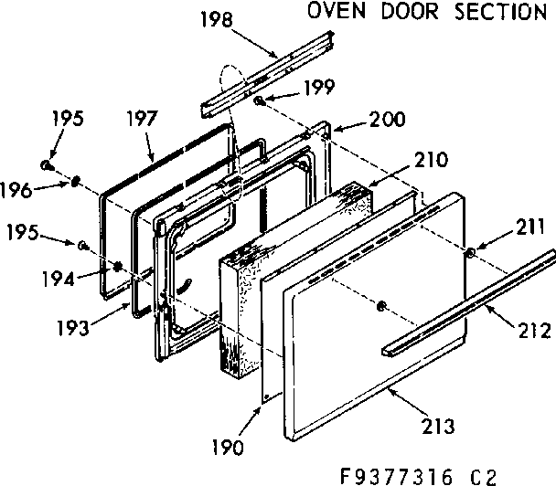 Kenmore 1039377326 oven door section diagram