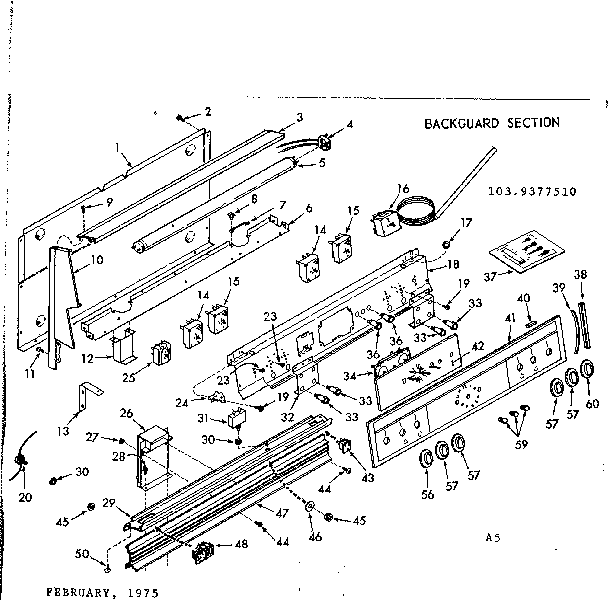 Kenmore 1039377510 backguard section diagram