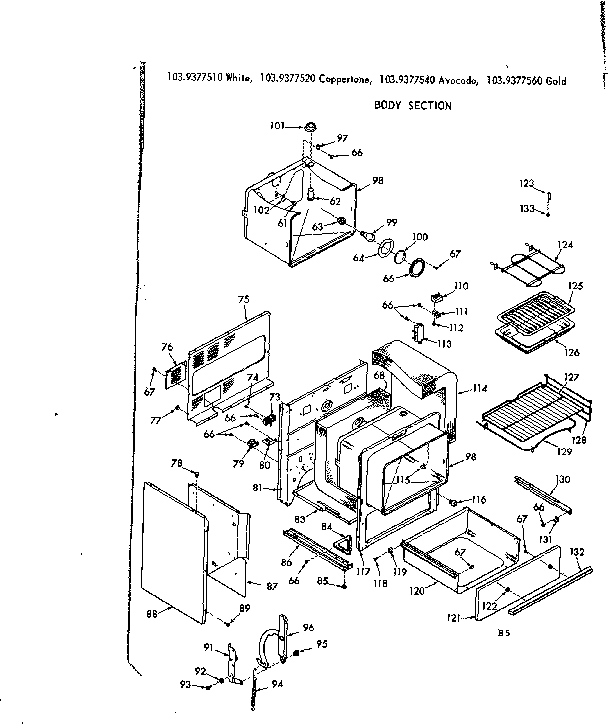 Kenmore 1039377510 body section diagram