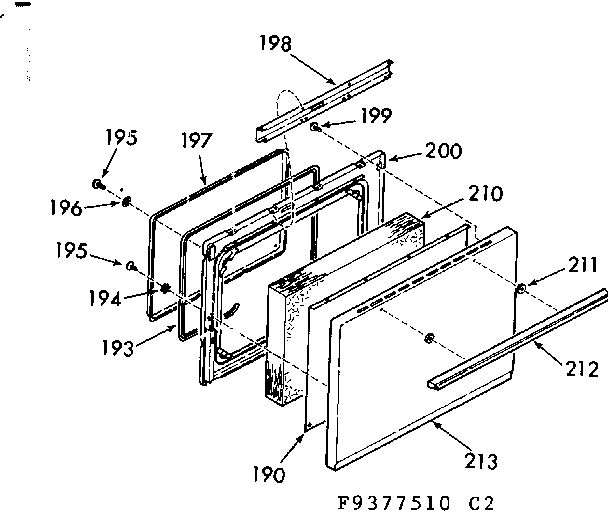 Kenmore 1039377510 oven door section diagram