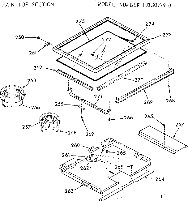 Kenmore 1039377910 main top section diagram
