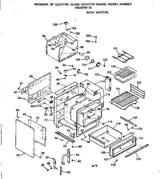 Kenmore 1039378110 body section diagram