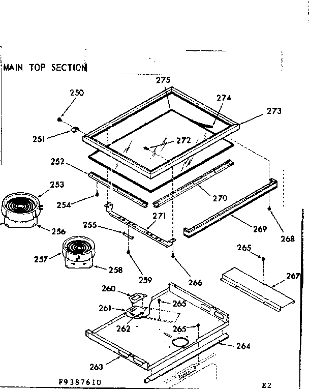 Kenmore 1039387610 main top section diagram