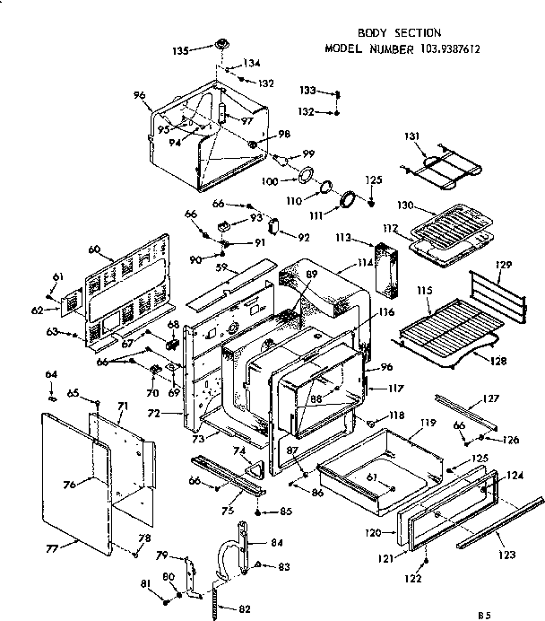 Kenmore 1039387612 body section diagram