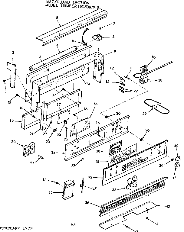 Kenmore 1039387910 backguard section diagram