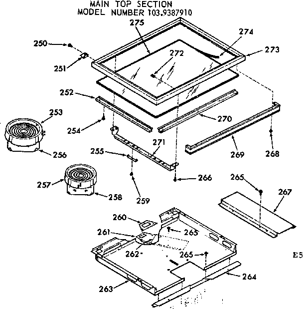Kenmore 1039387910 main top section diagram
