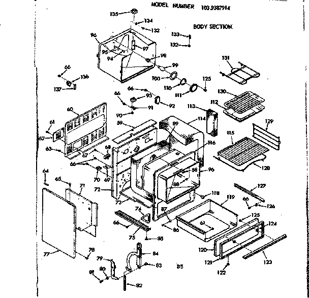 Kenmore 1039387914 body section diagram