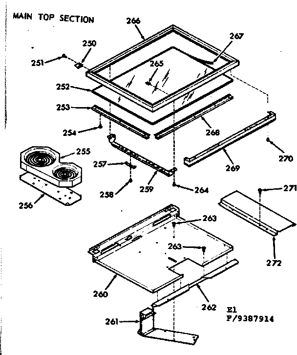 Kenmore 1039387914 main top section diagram